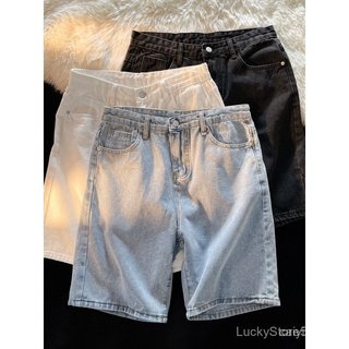 Bermudas masculinas de jeans em cor sólida, estilo Harajuku, bermudas casuais e soltas, moda de verão, DYIQ