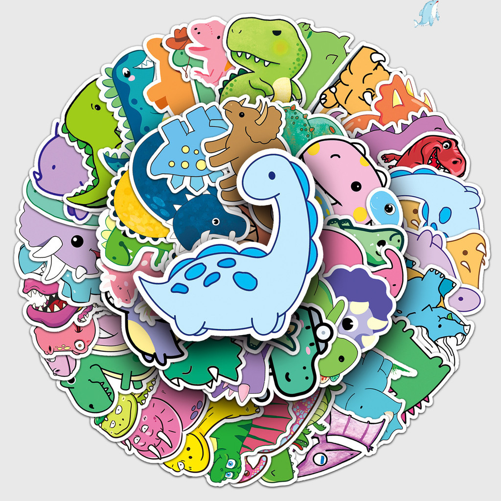 50 peças pequeno dinossauro Graffiti único Animal dos desenhos animados crianças DIY telefone móvel copo de água bagagem