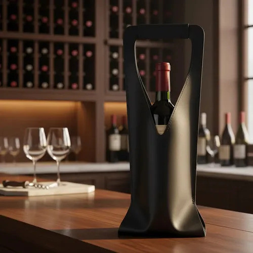 Porta Vinho epumante Case Bag Couro Ecológico Resistente Macio leve grande elegante brinde presente alta qualidade — imagem 2 de 2