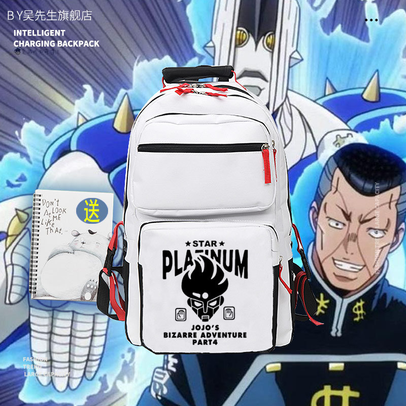 JOJO's Bizarre Adventure Anime Co-Branded Masculino Feminino Adolescente Estudante Mochila Grande Capacidade Mochila Pop
