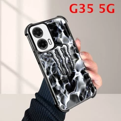Capa Macia Luxo Para Motorola Moto G35 5G Telefone Capinha Capas Anti Impacto Choque Case Transparente 0962 FS