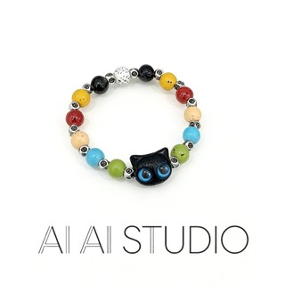 2026 novo estilo colorido frisado azul pupila gato pulseira ins estilo nicho Design High-End All-Match casal pulseira