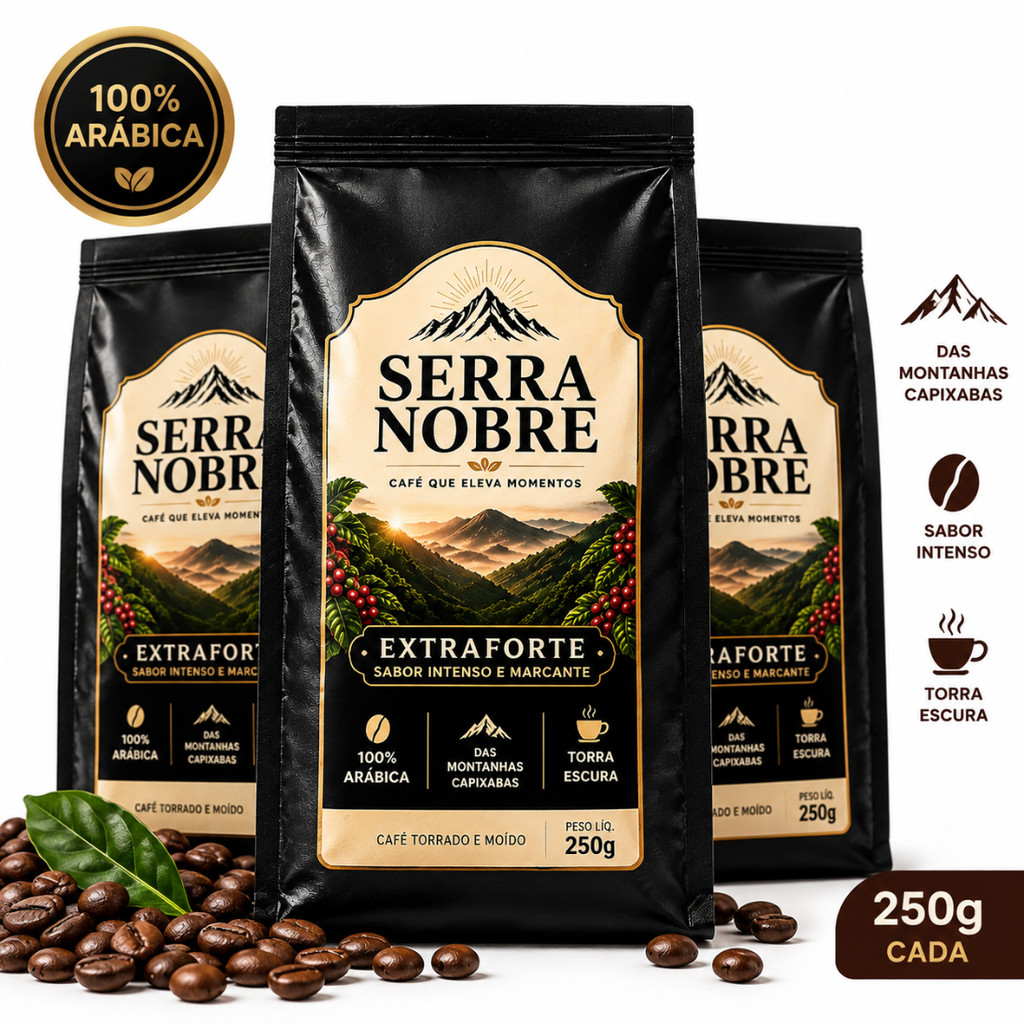 Café Torrado e Moído Serra Nobre 250g – 100% Arábica Extraforte Sabor Marcante