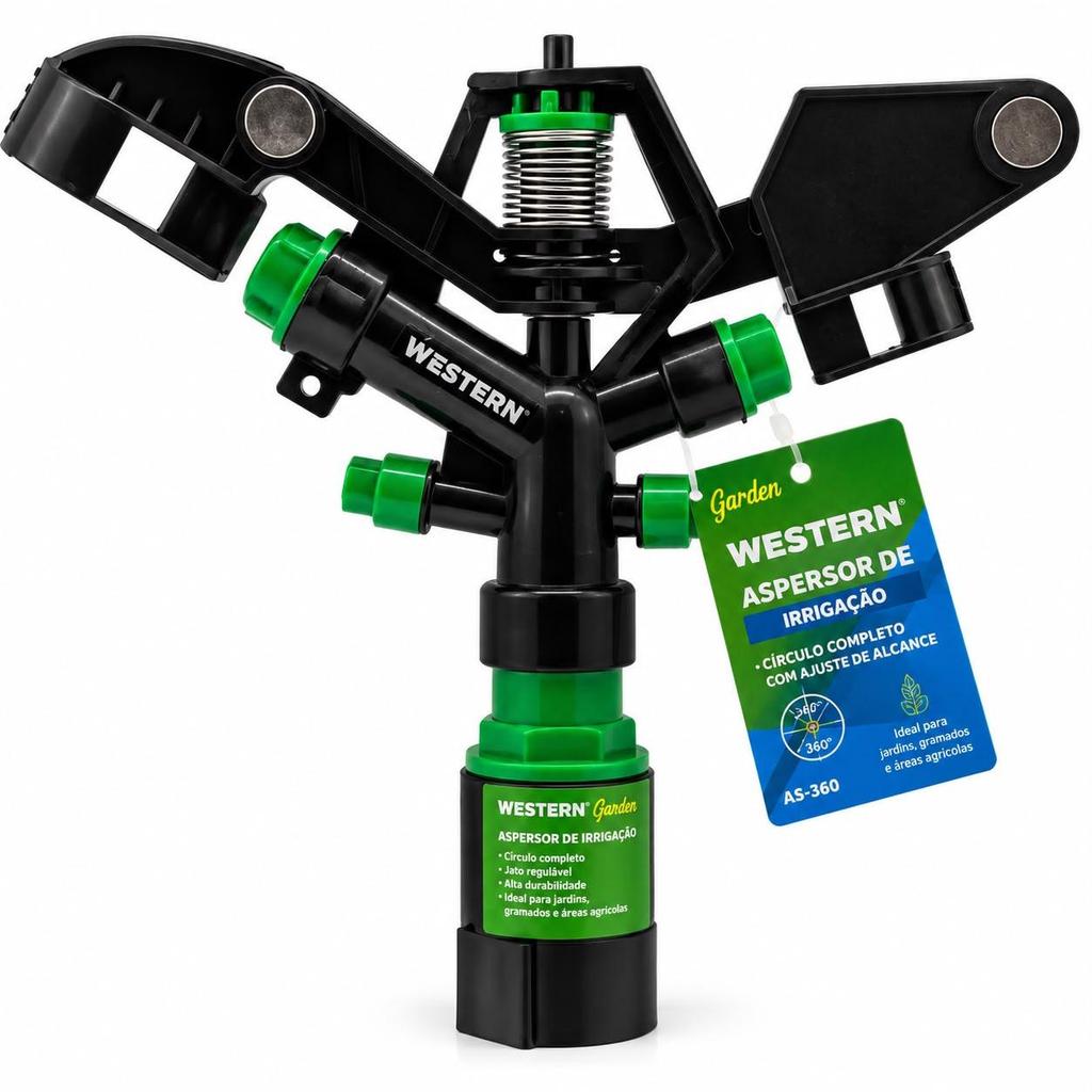 Aspersor De Irrigação Canhão 360 Western Com 4 Bicos Alcance 32m Gramado Jardim JD-38