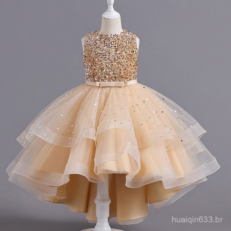 Adequado Para Vestidos De Lantejoulas Meninas , Verão Sem Mangas , Estilo Princesa Elegante , Presentes