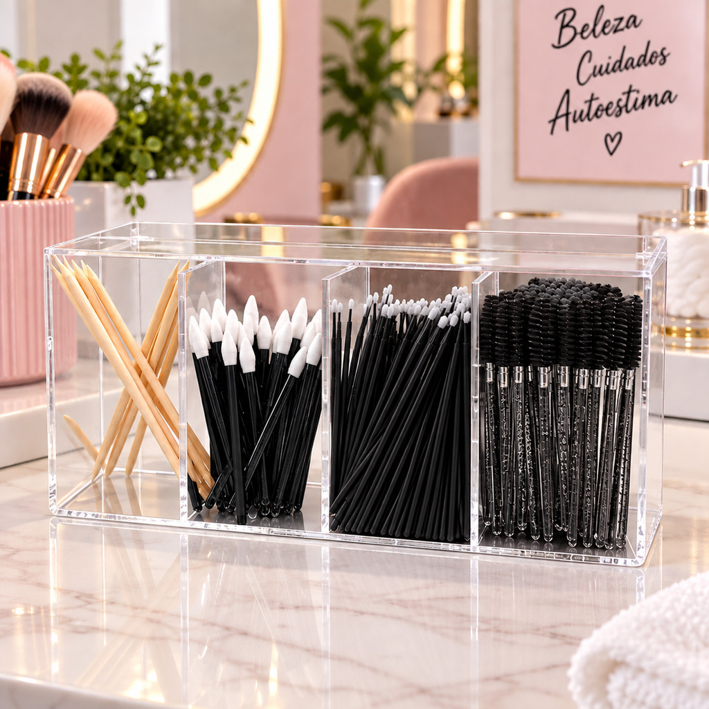 Organizador em Acrílico Multiuso Com Compartimentos Porta Lash Designer Cílios