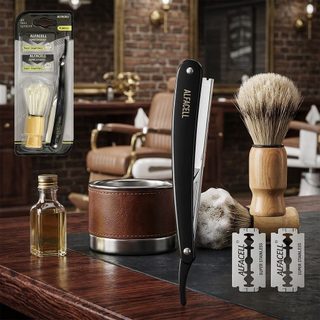 Kit para Barbear com Pincel + Navalha + 2 Lâminas