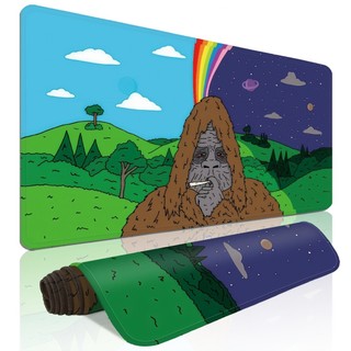 Mouse Pad Gamer Longo Montanha Noite e Dia com Arco‑Íris, Mouse Pad Antiderrapante para Teclado e Mouse Arte Divertida