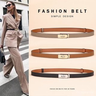 Cinto de couro genuíno para mulheres, acessório de cintura de alta moda, cinto fino de couro de vaca para vestidos, deco