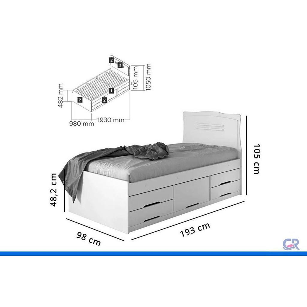 Cama Solteiro Multifuncional Júlia c/ 5 Gavetas Branco - Conquista · foto 2