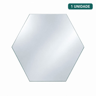 Espelho Acrílico Hexagonal Adesivo 21x18cm Decorativo Inquebrável Parede Quarto Sala Banheiro