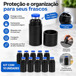 Kit 10 Porta Ampola 3ml Preto Anti Luz Proteção Uv Avulsa
