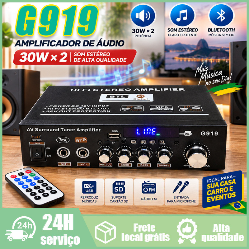 G919 30W x 30W Amplificador de Áudio Doméstico para Subwoofer e Caixas de Som-Sistema de Som para Home Theater 110V/220V