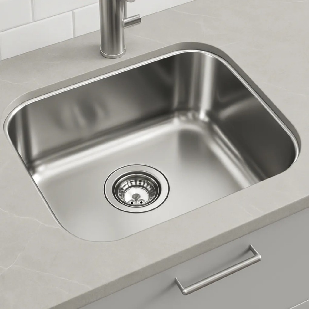 Cuba Pia Cozinha Embutir Aço Inox Tramontina Acetinado Quadrada Fosca 40x34 Decormobily Prateado