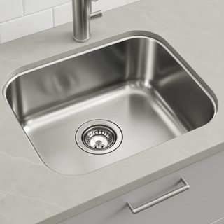 Cuba Pia Cozinha Embutir Aço Inox Tramontina Acetinado Quadrada Fosca 40x34 Decormobily Prateado