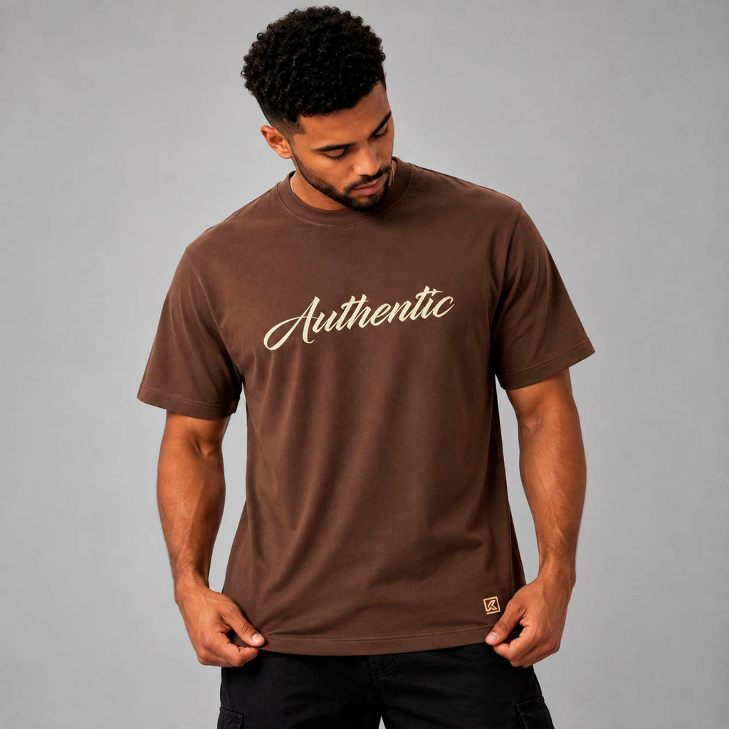 Camiseta Masculina Authentic Klyvor Estilo Streetwear, Visual Moderno, Caimento Confortável  para o Dia a Dia