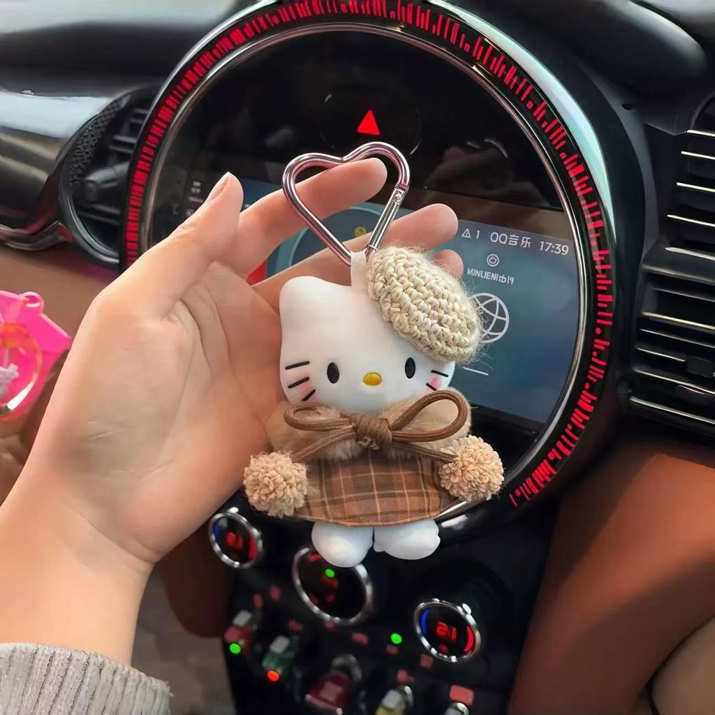 Top de pelinho, chaveiro e acessório para mochila, acessório para bolsa Hello Kitty com batata frita