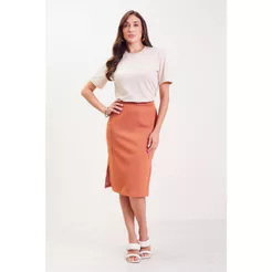 Saia Midi Feminina Com Bolsos Marialícia