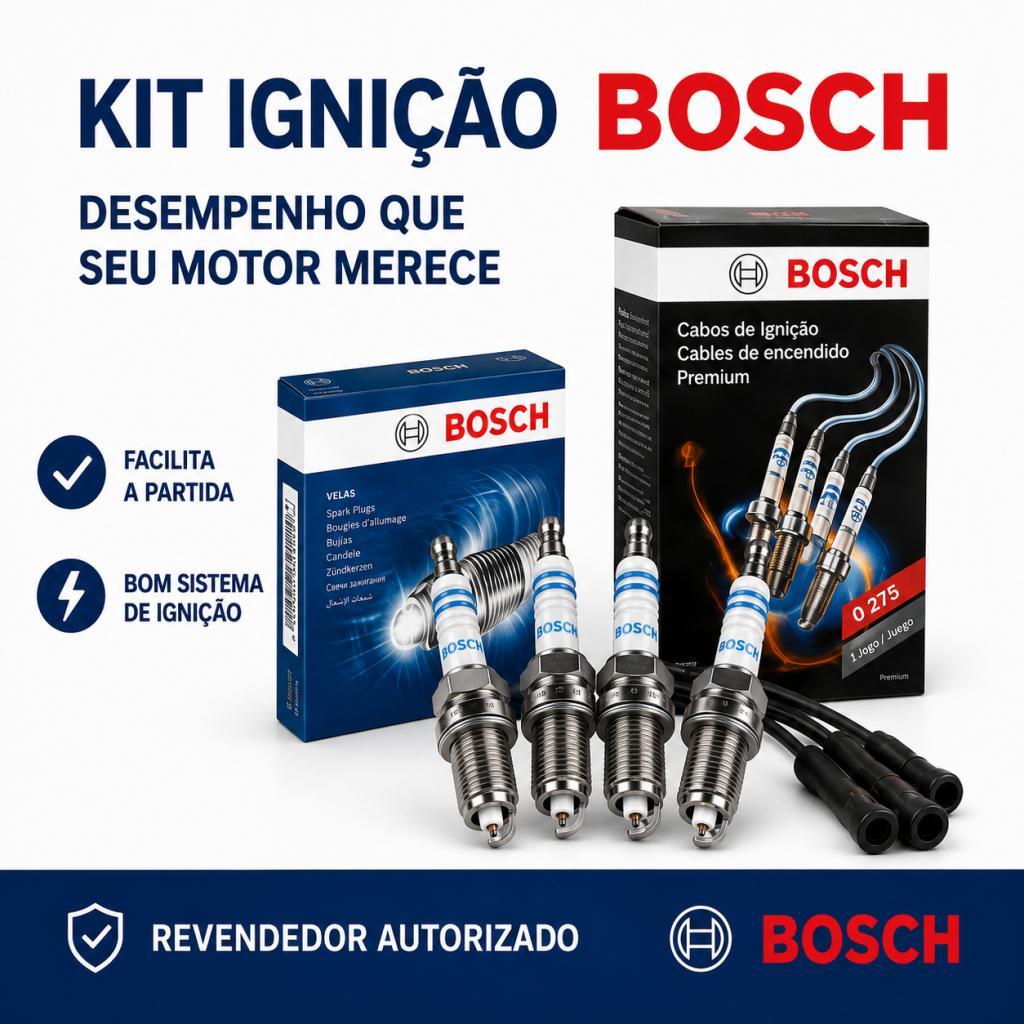 Kit Cabo de Vela e 4 Velas Bosch F00099C130 F000KE0P07 SP7 Motor Fire 8V Palio Siena Strada Uno Fiorino Idea