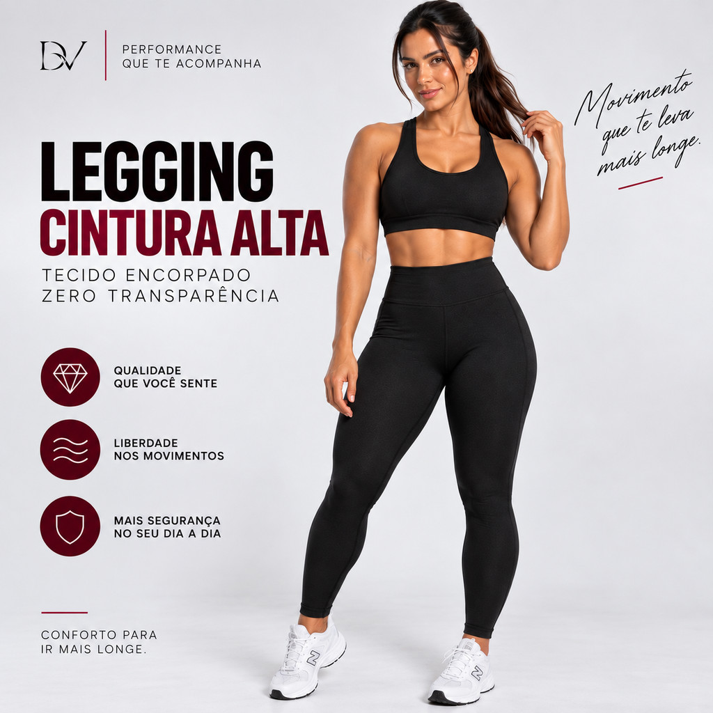 Calça Legging Feminina Modeladora Alta Compressão Cintura Alta Academia Fitness