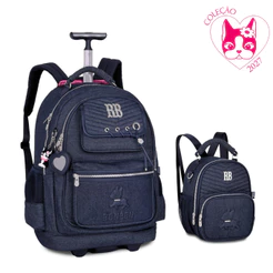 Kit Mochila de Rodinhas e Lancheira (2 em 1) Rebecca Bonbon Jeans