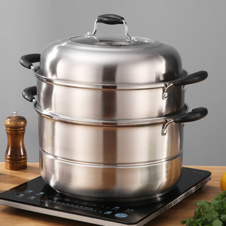 Vaporizador 304 de aço inoxidável três camadas engrossado doméstico multifuncional grande capacidade cozinhar guisado in