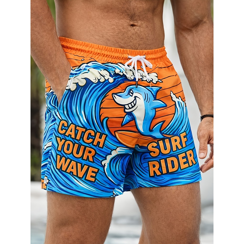 Shorts diários casuais masculinos, sem forro, com bolsos com cordão