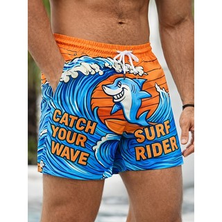 Shorts diários casuais masculinos, sem forro, com bolsos com cordão