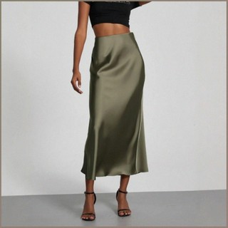 [Design Elegante] Moda Verão Cintura Alta Meia Saia Feminina Cetim Meia Saia/Cintura Alta/Saia Feminina