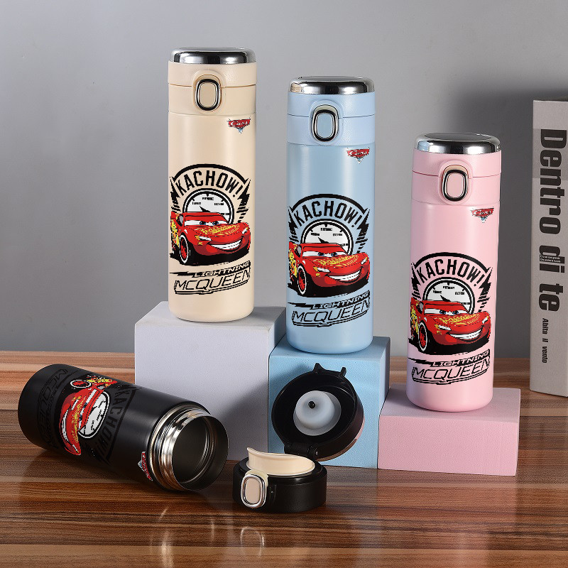 garrafa térmica de água 420ml com Display Digital e Tampa com Trava – Mantém Temperatura por Horas Relâmpago McQueen