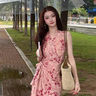 [Seckill por tempo limitado] Roupa de verão de alta qualidade 2026 Novo estilo elegante frente única saia de Chiffon fem