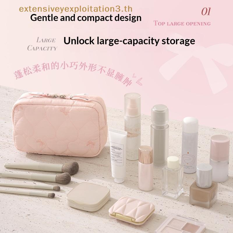 Home EE Bolsa Cosmética Acolchoada Com Coração Inchado Estético , Grande Capacidade , Zíper Durável , Armazenamento De M