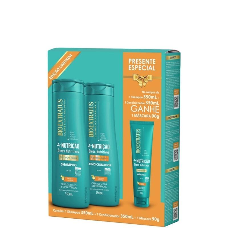 Kit Shampoo + Condicionador 350ml + Máscara 90g Bioextratus +Nutrição