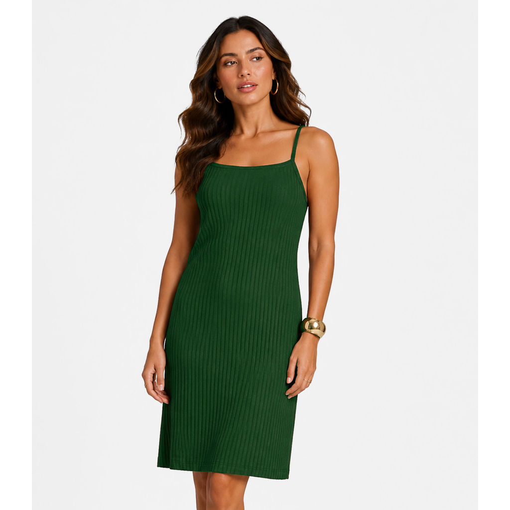 Vestido Canelado De Alça Select Verde