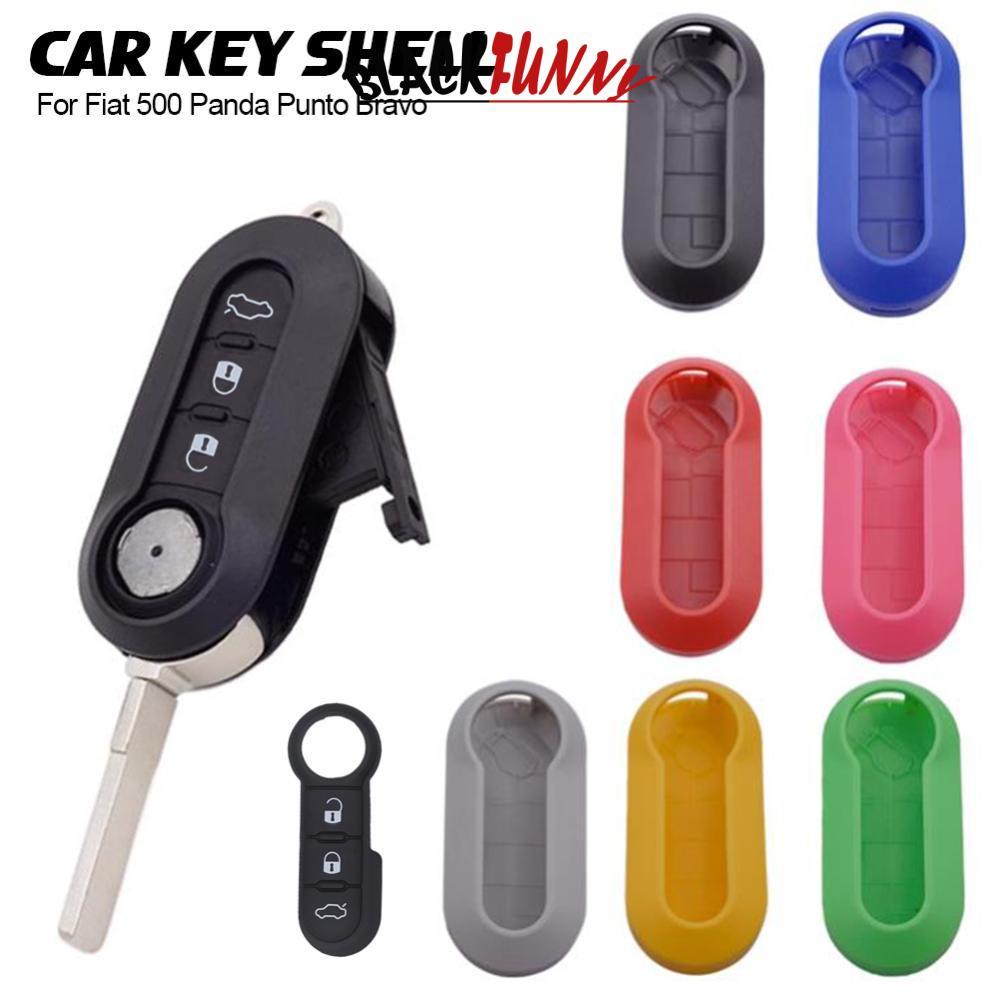 BLACKFUNNY 3 Pçs/set 3 Botões Remoto Modificado Flip Sílica Chave Do Carro Capa Lâmina Para Fiat 500 Panda Punto Bravo O