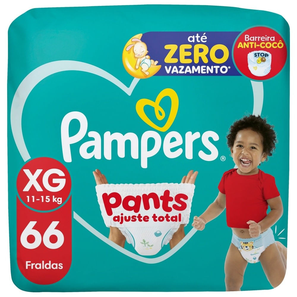 Fralda Pampers Pants Ajuste Total Tamanho XG com 66 Unidades