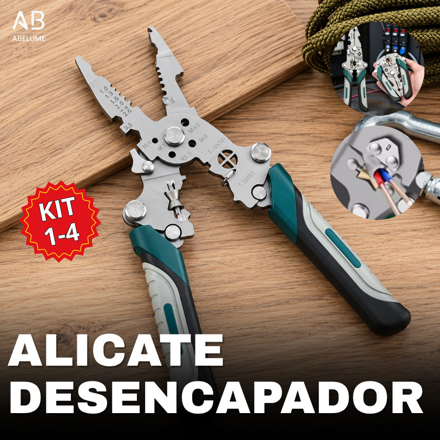Alicate Multifuncional Decapador Crimpador Eletricista Descascador de Fios Aço Inoxidável