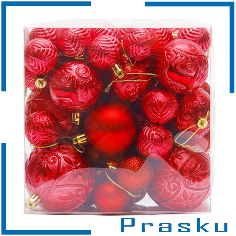 [Prasku] 50 Peças De Enfeites Pendurados Para Árvore De Natal , Esféricos Brilhantes Com Tampas Em Tons De Metal , Decor