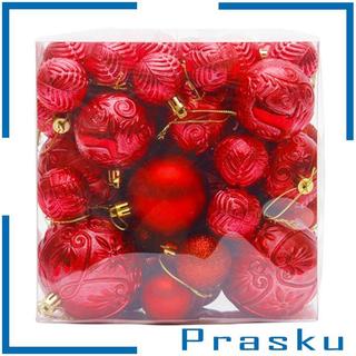 [Prasku] 50 Peças De Enfeites Pendurados Para Árvore De Natal , Esféricos Brilhantes Com Tampas Em Tons De Metal , Decor