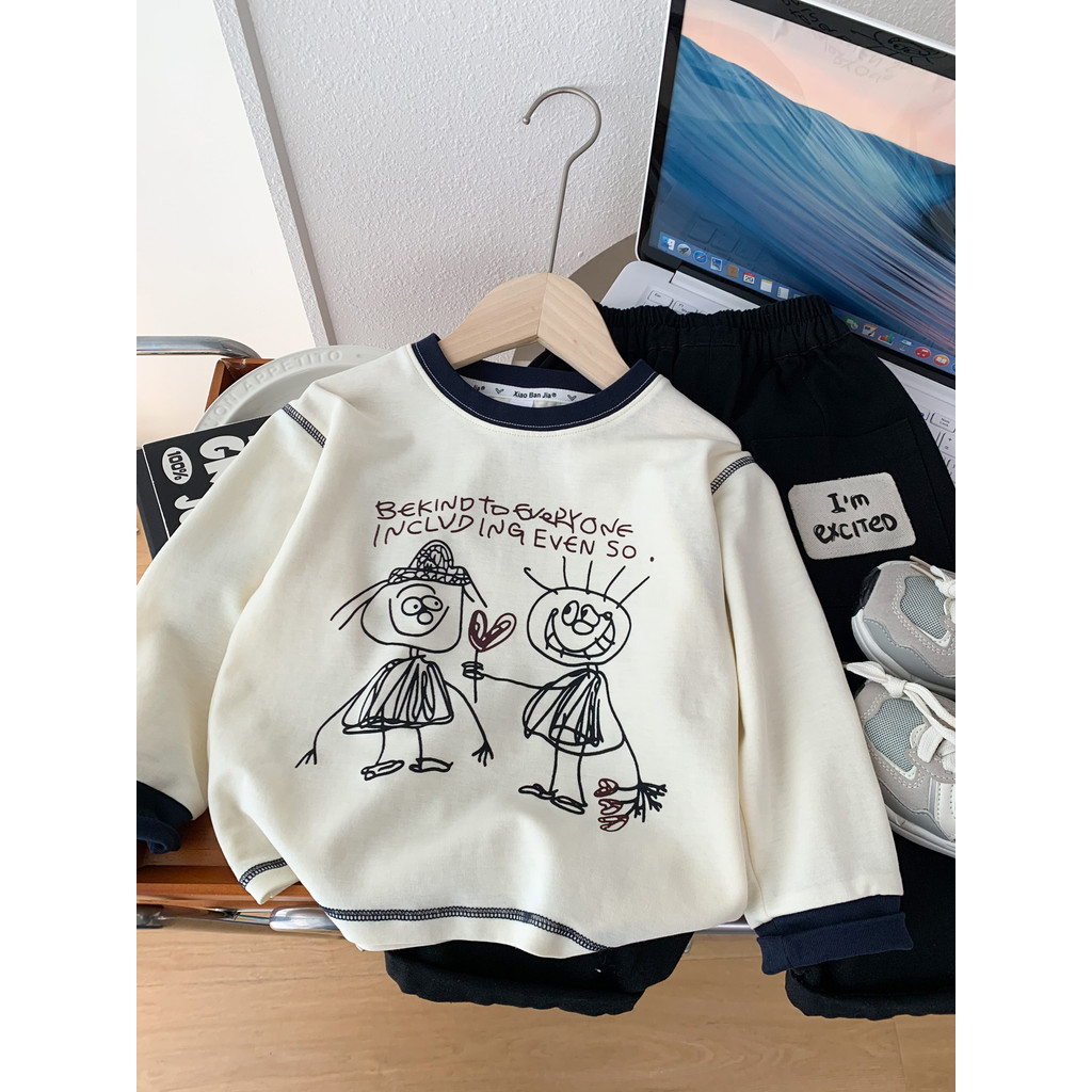 Meninos de manga comprida camiseta primavera outono roupas 2026 novo estilo crianças dos desenhos animados impresso cami