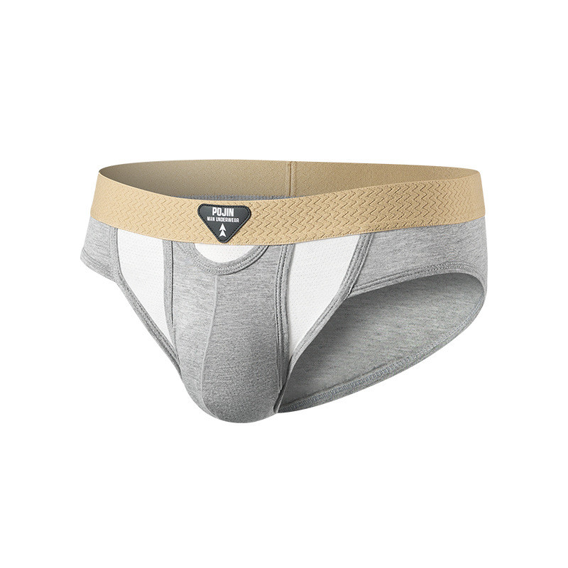 Cuecas masculinas de cintura baixa separação de bala roupa interior masculina U-convexo estilo fino respirável absorvent