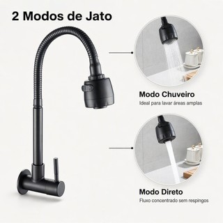 Torneira de Cozinha Parede Inox Gourmet- Acabamento Cromado, Fluxo Flexível, Resistente à Corrosão