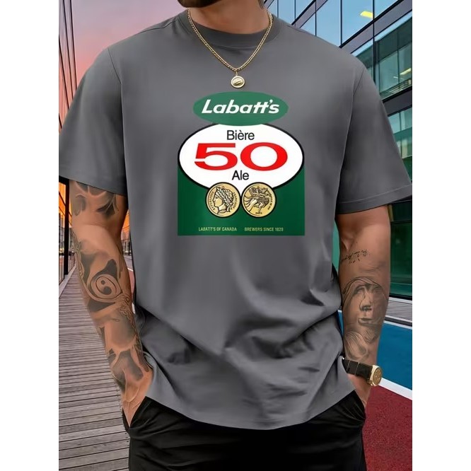 Camiseta Manga Curta Estampada Labatt's 50 Ale Confortável Moderna Estilosa Divertida para Uso Casual Moda Tendência