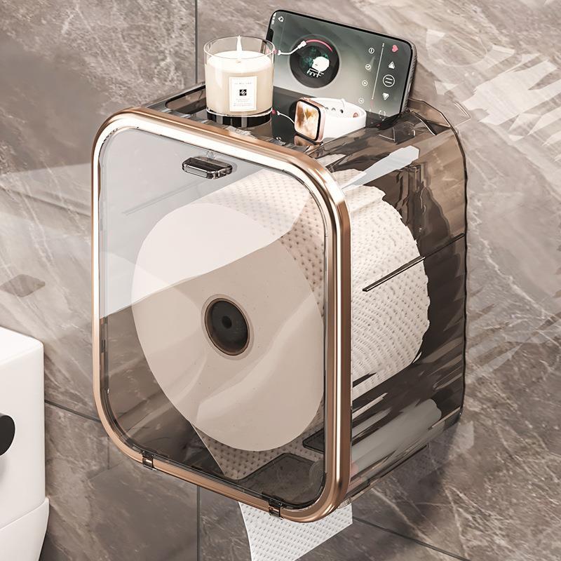 Caixa de papel higiênico caixa de tecido higiênico caixa de rolo de papel à prova dwaterproof água fixado na parede sem 