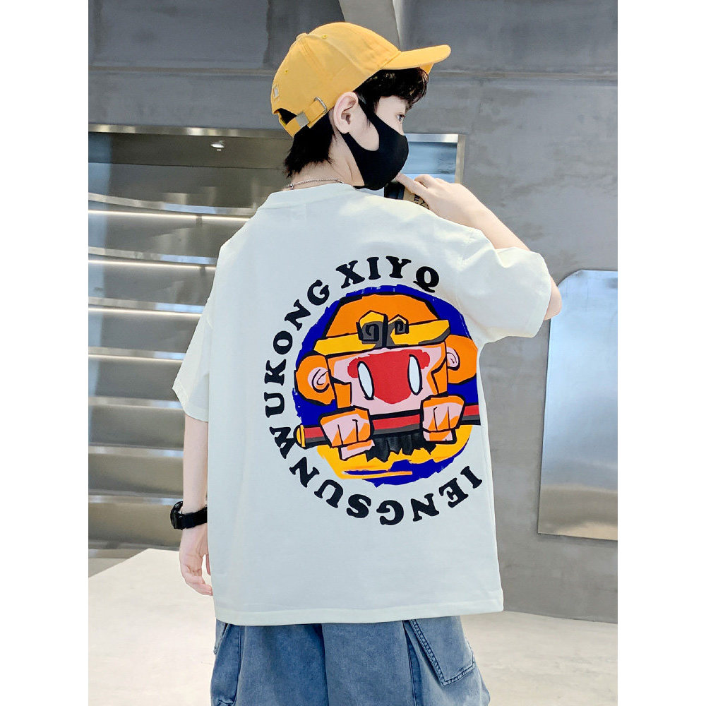 Meninos verão camiseta dos desenhos animados solto camiseta 2026 novo estilo médio grande crianças Goku menino meia mang