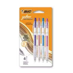 Caneta esferográfica gel Gelocity Metallic 0.8mm com 4 unidades Bic
