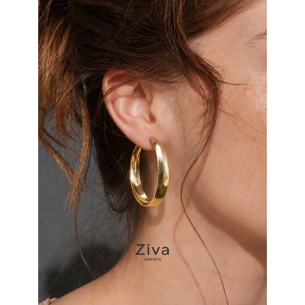 Brinco Argola Lisa Aço Inoxidável Dourado Combina Com Tudo Feminino Para Uso Diário