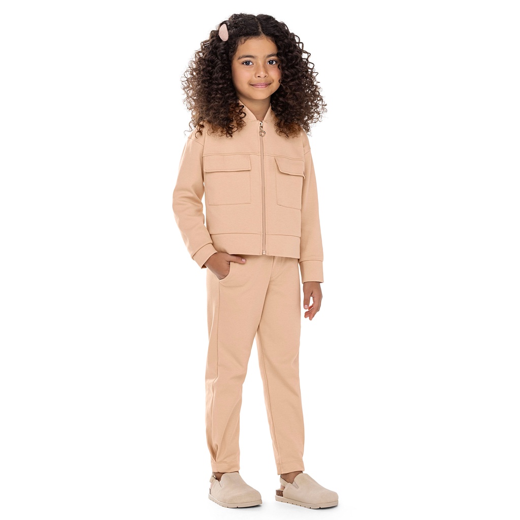 Conjunto Infantil Menina Com Bolso Colorittá Bege