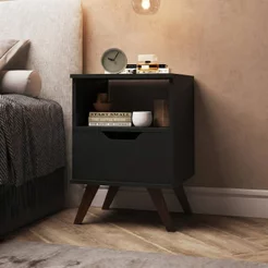 Mesa de Cabeceira - 1 Gav Retro 400x580x380 mm Preto
