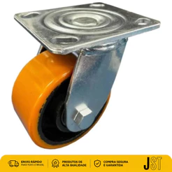 Rodízio Giratório Poliuretano 4" 100mm 300kg JST Sem Freio para Carrinhos